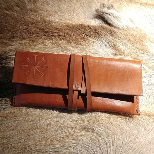 Hand Engraving Leather Pouch Viking symbol KP01