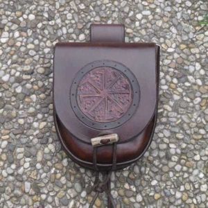 Hand made Leather bag, Kolovrat Sun Wheel LB24