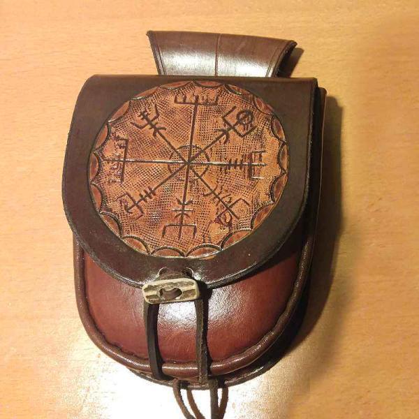 Hand made Leather bag Vegvísir LB23