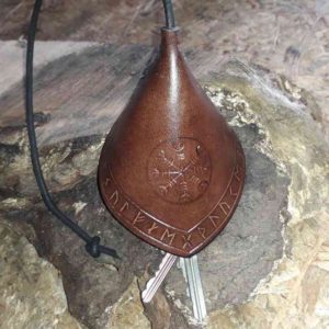 Hand Carved Leather Keychain KL12