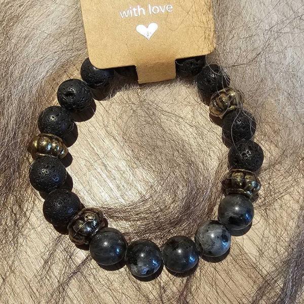 Natural Lava Rock Mixed Gemstone Beaded Bracelets 12 GUNNLAUGSSON SOUVENIRS