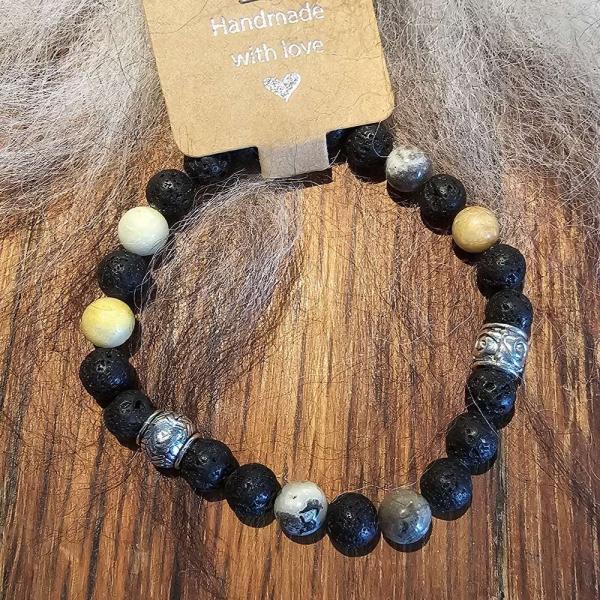 Natural Lava Rock Mixed Gemstone Beaded Bracelets 6 GUNNLAUGSSON SOUVENIRS