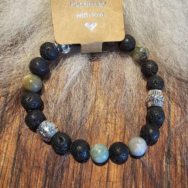 Natural Lava Rock Mixed Gemstone Beaded Bracelets 9 GUNNLAUGSSON SOUVENIRS